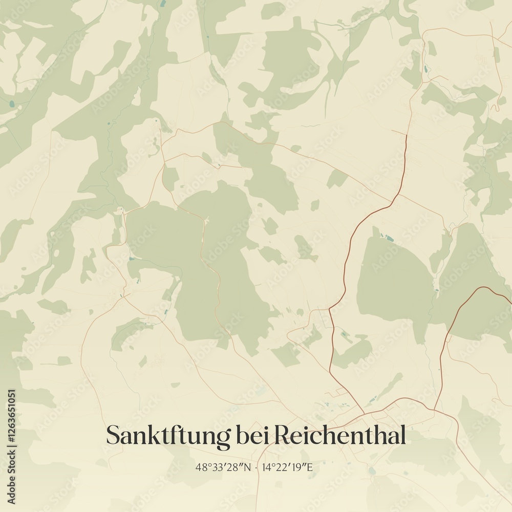 Vintage map of Sanktftung bei Reichenthal, Austria.