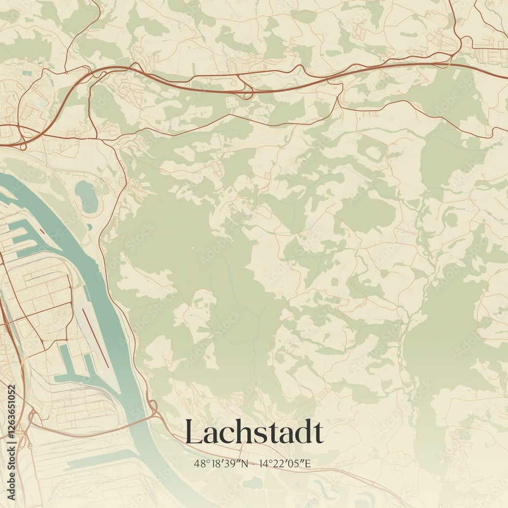 Vintage map of Lachstadt, Austria.