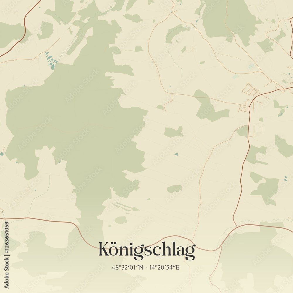 Vintage map of Königschlag, Austria.