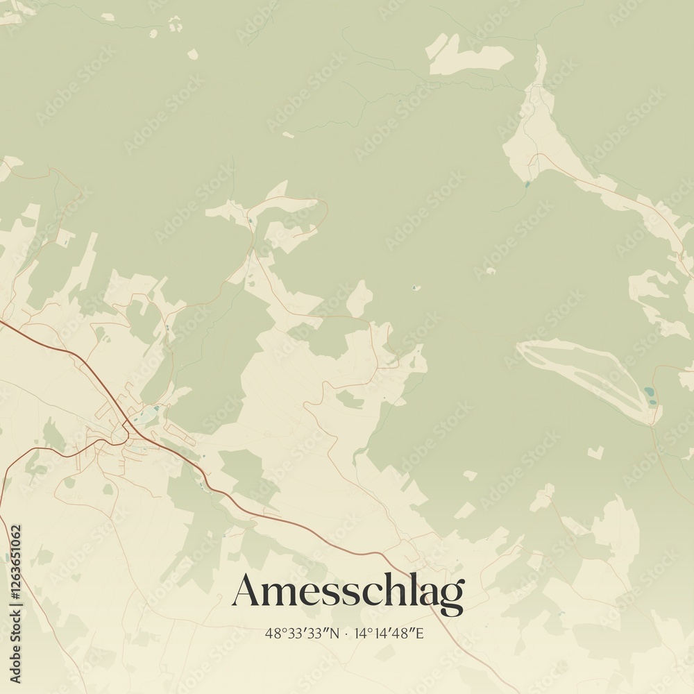 Vintage map of Amesschlag, Austria.