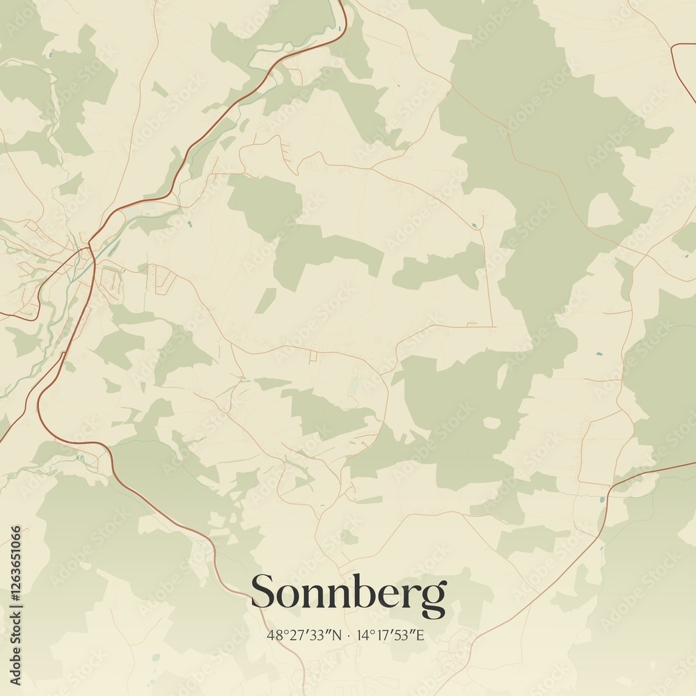 Vintage map of Sonnberg, Austria.