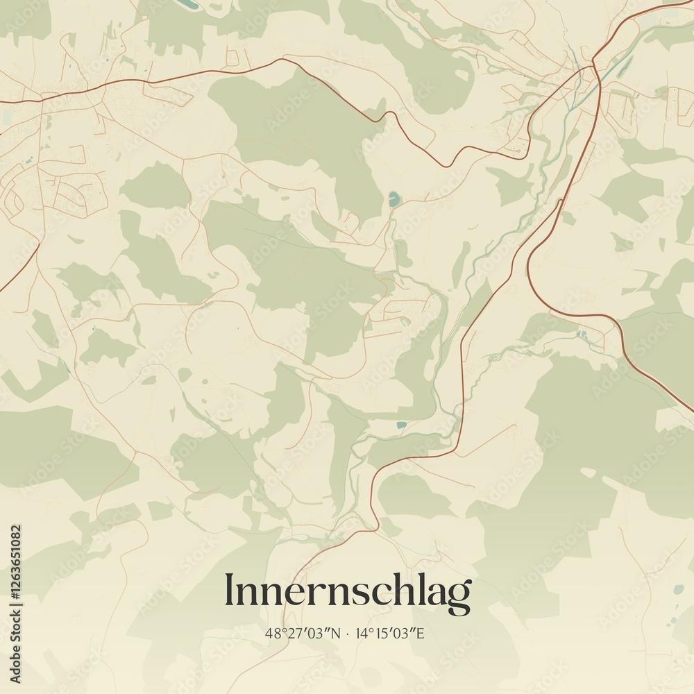 Vintage map of Innernschlag, Austria.