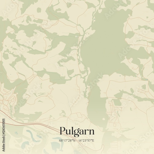 Obraz na płótnie Vintage map of Pulgarn, Austria. w salonie