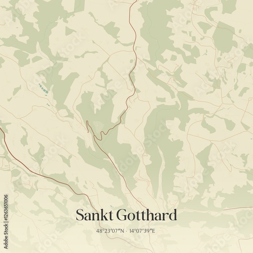 Obraz na płótnie Vintage map of Sankt Gotthard, Austria. w salonie