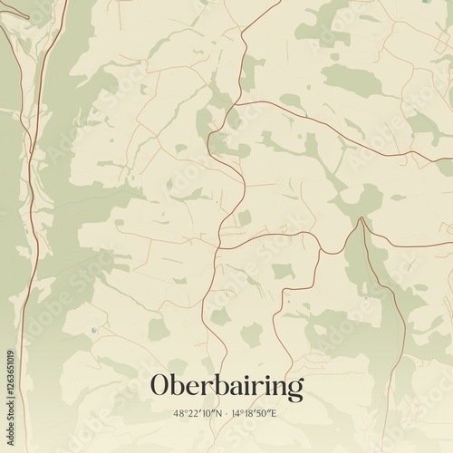 Obraz na płótnie Vintage map of Oberbairing, Austria. w salonie