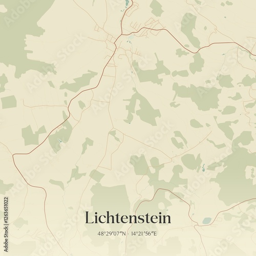 Obraz na płótnie Vintage map of Lichtenstein, Austria. w salonie