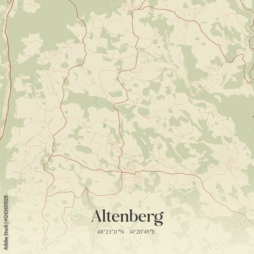 Obraz na płótnie Vintage map of Altenberg, Austria. w salonie