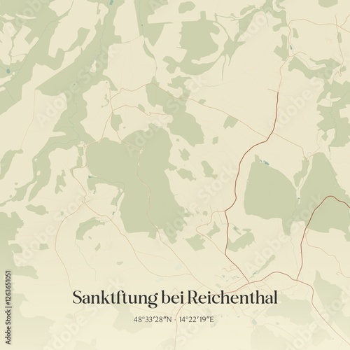 Obraz na płótnie Vintage map of Sanktftung bei Reichenthal, Austria. w salonie
