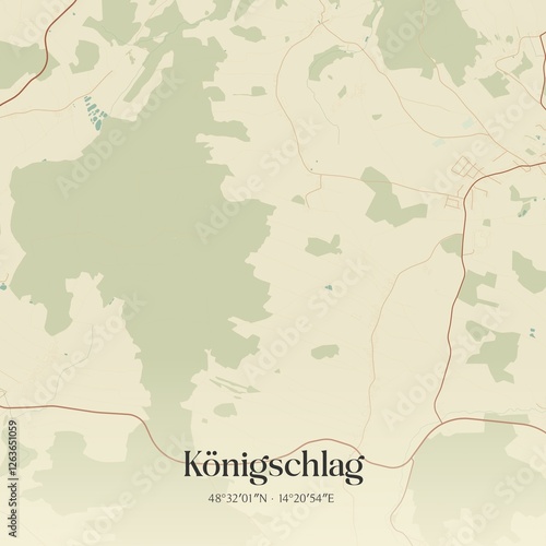 Vintage map of Königschlag, Austria.