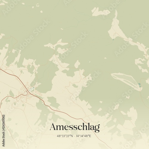 Obraz na płótnie Vintage map of Amesschlag, Austria. w salonie