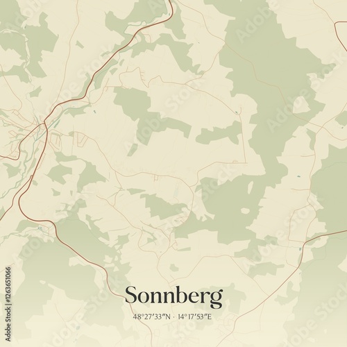 Obraz na płótnie Vintage map of Sonnberg, Austria. w salonie