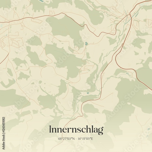 Obraz na płótnie Vintage map of Innernschlag, Austria. w salonie