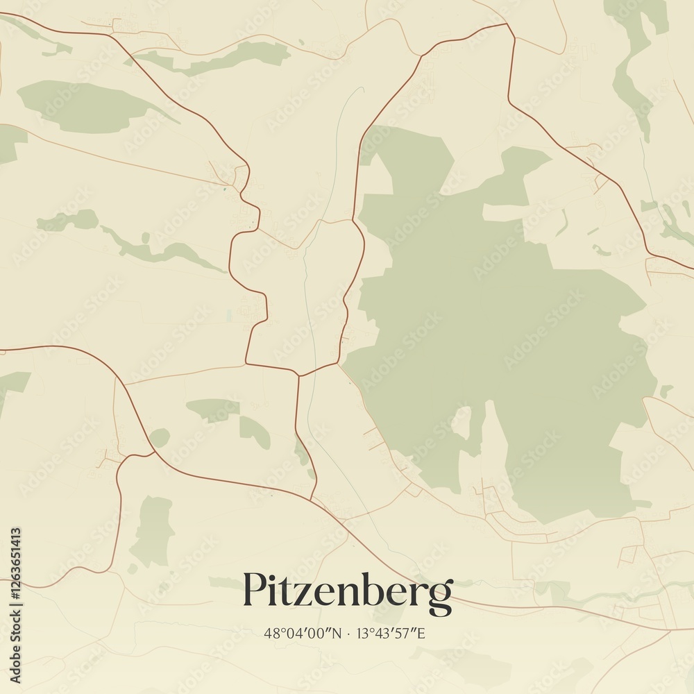 Vintage map of Pitzenberg, Austria.