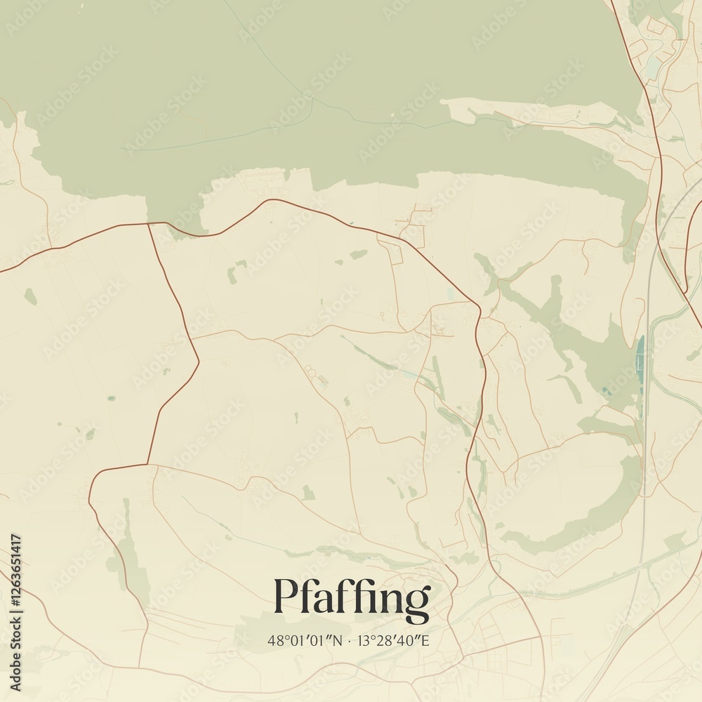 Vintage map of Pfaffing, Austria.