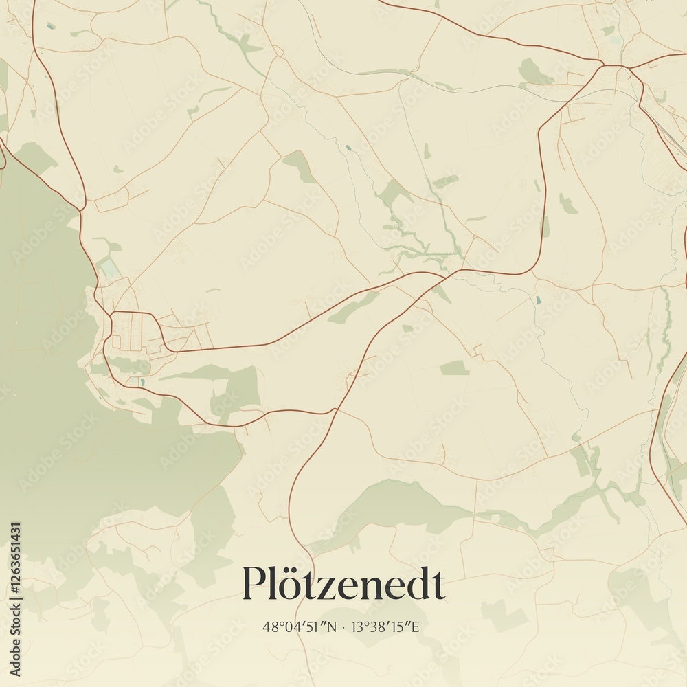 Vintage map of Plötzenedt, Austria.