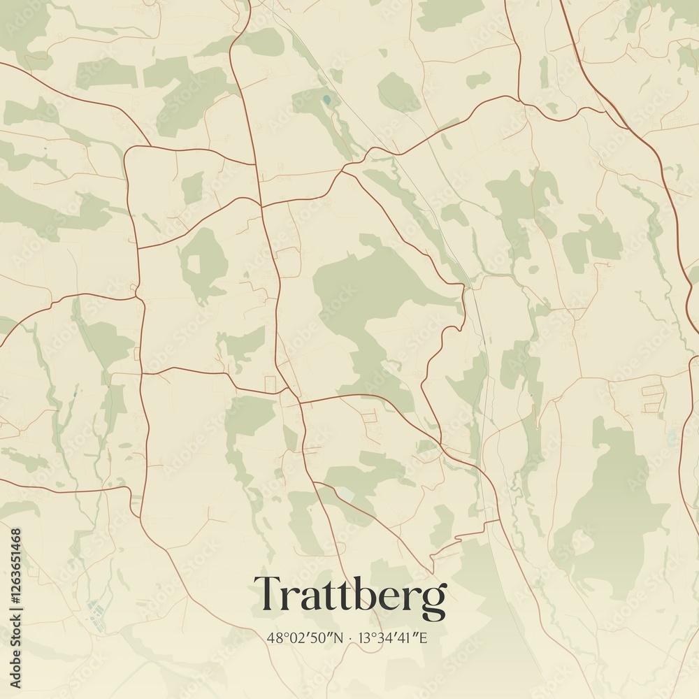 Vintage map of Trattberg, Austria.