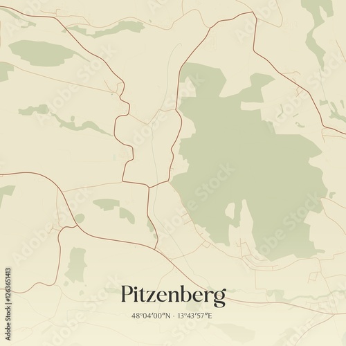 Obraz na płótnie Vintage map of Pitzenberg, Austria. w salonie