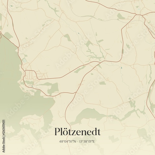Obraz na płótnie Vintage map of Plötzenedt, Austria. w salonie