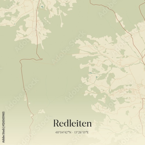 Obraz na płótnie Vintage map of Redleiten, Austria. w salonie