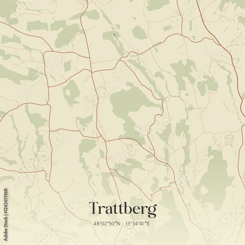 Vintage map of Trattberg, Austria.