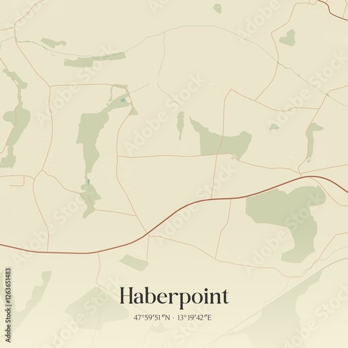 Obraz na płótnie Vintage map of Haberpoint, Austria. w salonie