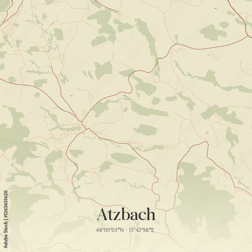 Vintage map of Atzbach, Austria.