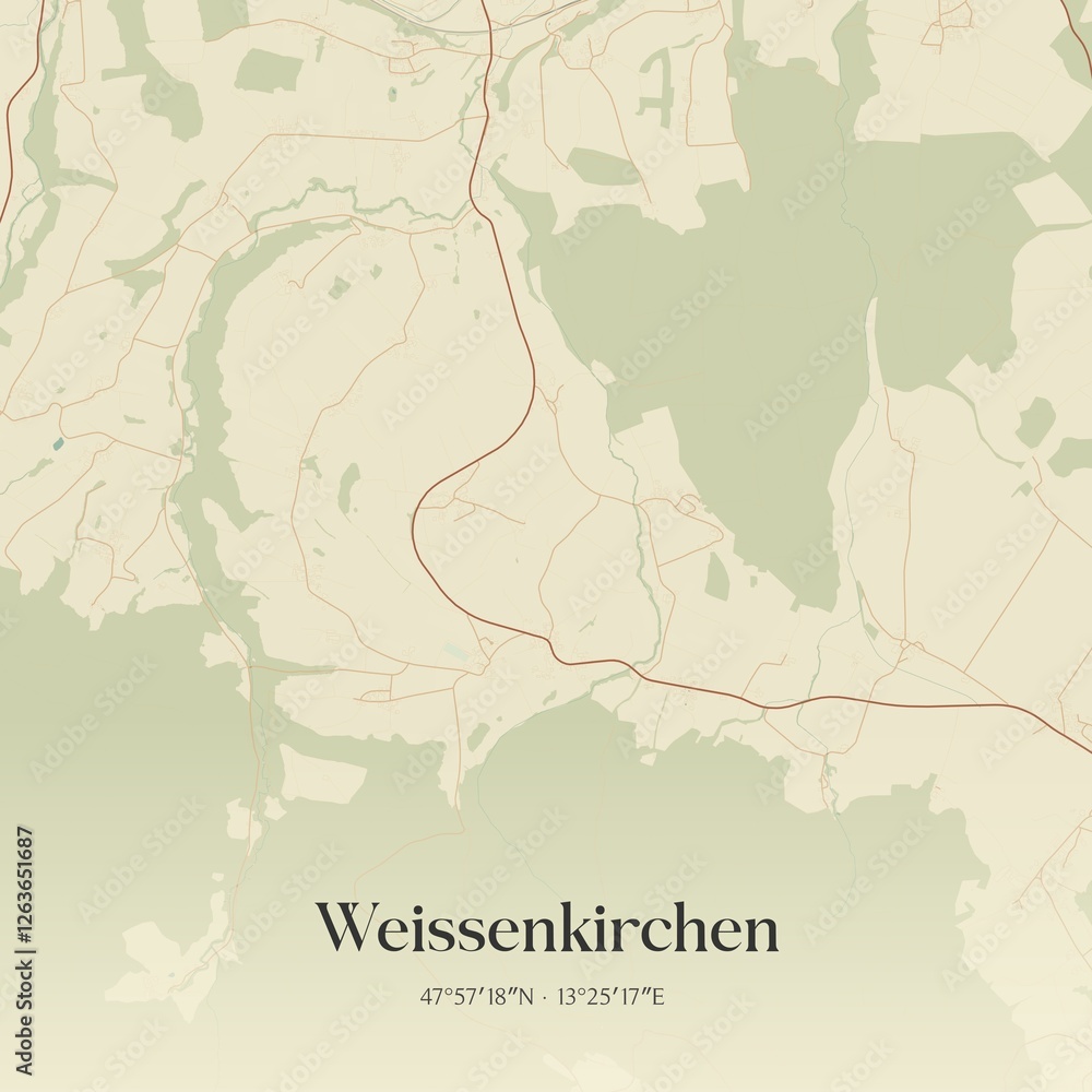 Vintage map of Weissenkirchen, Austria.