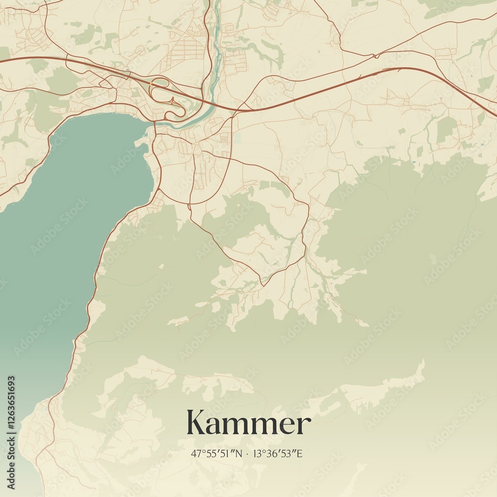 Vintage map of Kammer, Austria.