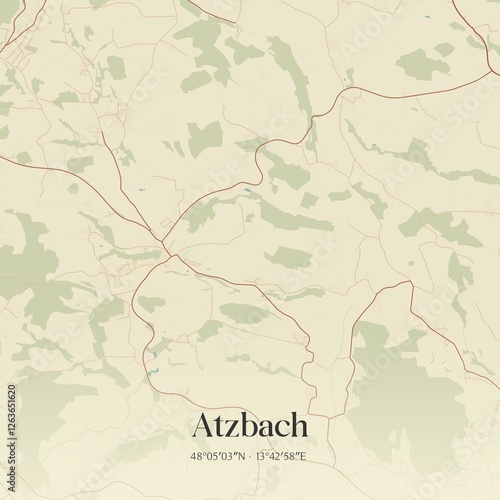 Obraz na płótnie Vintage map of Atzbach, Austria. w salonie