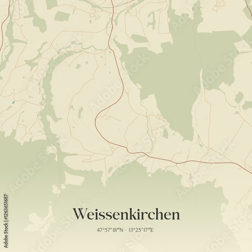 Vintage map of Weissenkirchen, Austria. photo