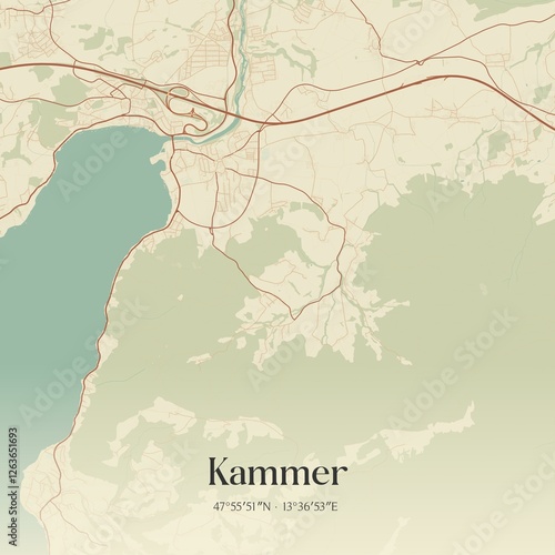Obraz na płótnie Vintage map of Kammer, Austria. w salonie