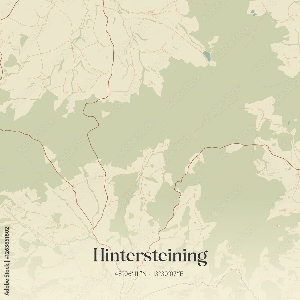 Vintage map of Hintersteining, Austria.
