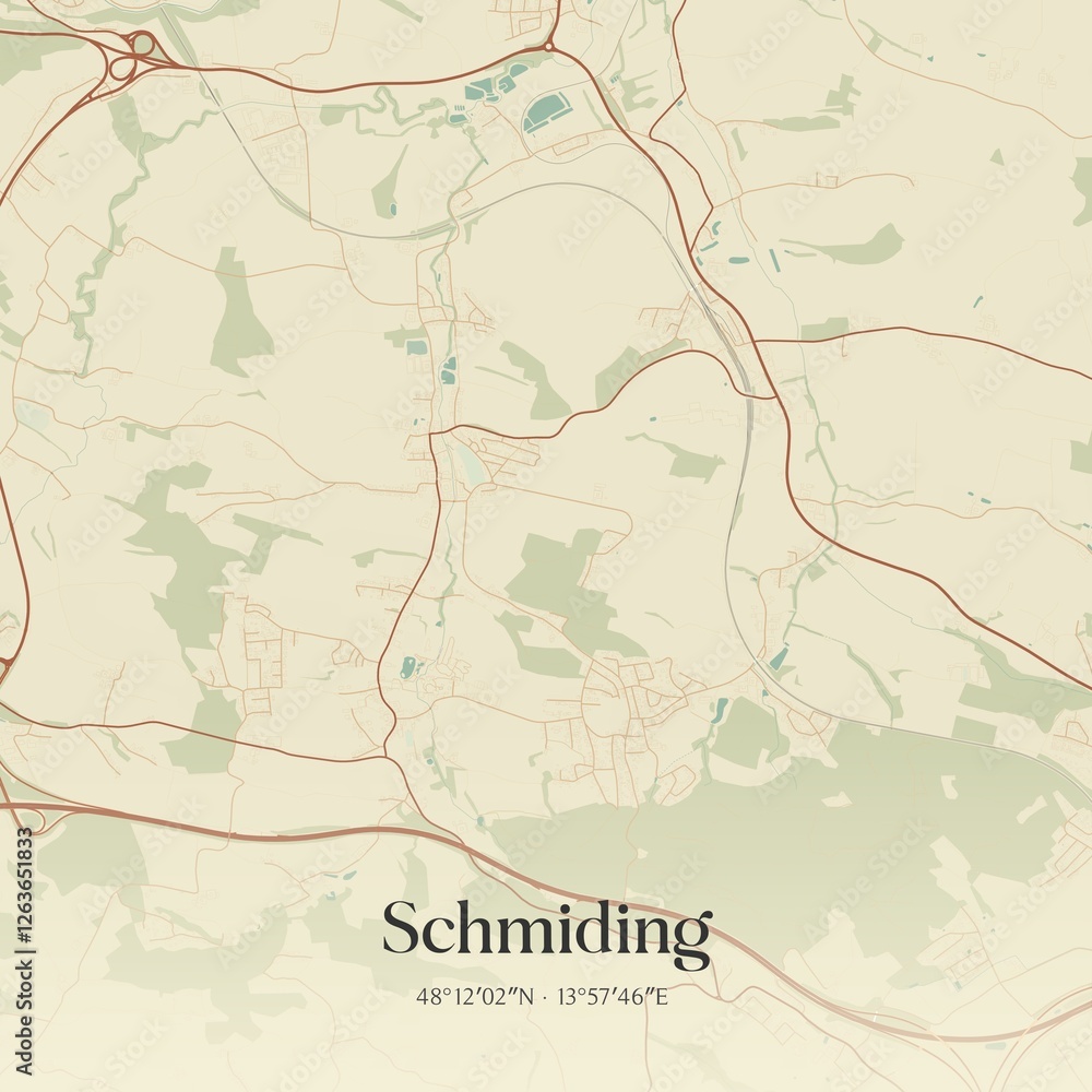 Vintage map of Schmiding, Austria.
