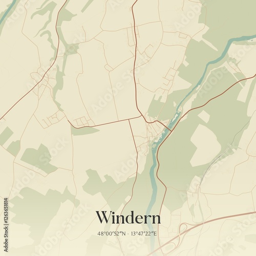 Obraz na płótnie Vintage map of Windern, Austria. w salonie
