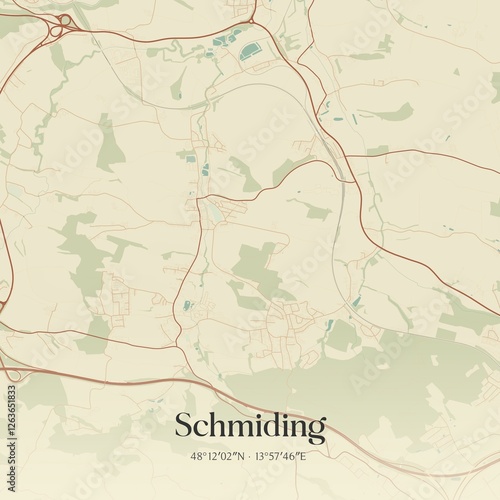 Obraz na płótnie Vintage map of Schmiding, Austria. w salonie