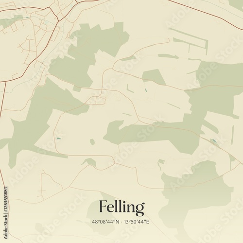 Obraz na płótnie Vintage map of Felling, Austria. w salonie