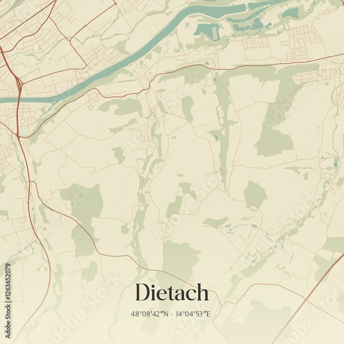 Obraz na płótnie Vintage map of Dietach, Austria. w salonie