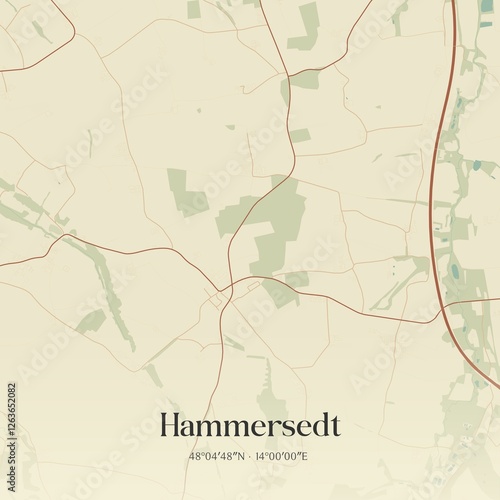 Obraz na płótnie Vintage map of Hammersedt, Austria. w salonie