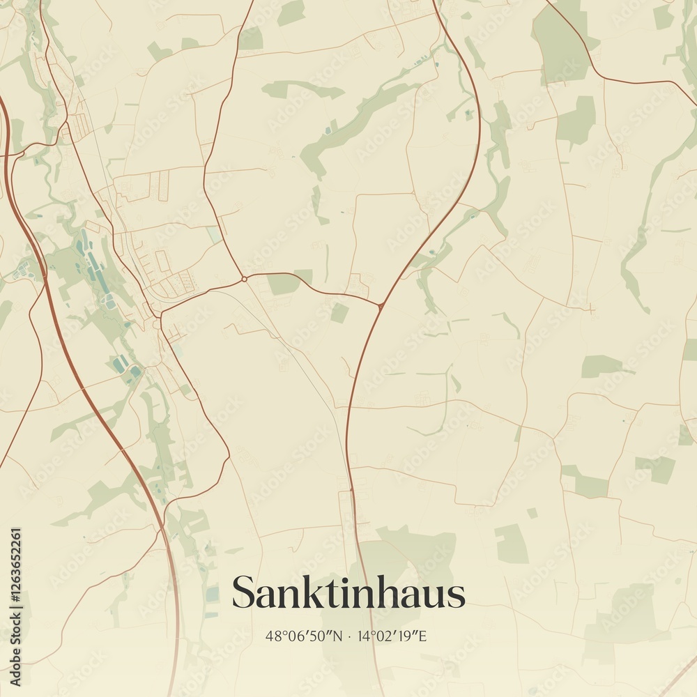 Vintage map of Sanktinhaus, Austria.