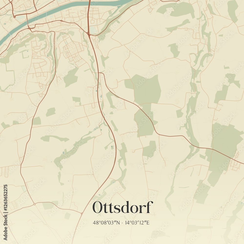 Vintage map of Ottsdorf, Austria.