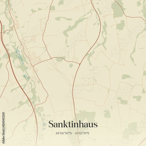Obraz na płótnie Vintage map of Sanktinhaus, Austria. w salonie