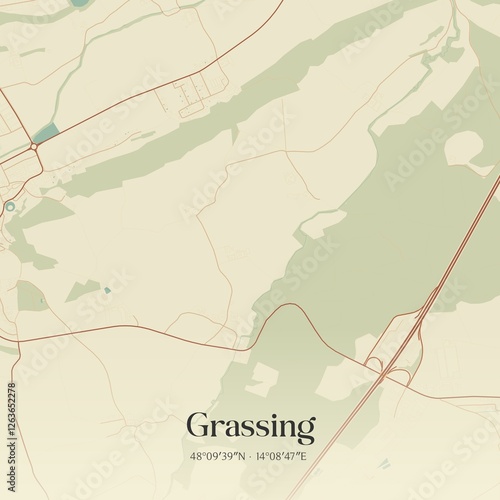 Obraz na płótnie Vintage map of Grassing, Austria. w salonie