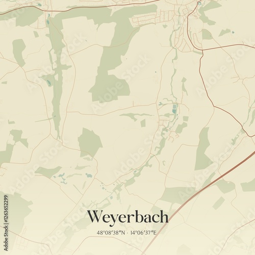 Obraz na płótnie Vintage map of Weyerbach, Austria. w salonie