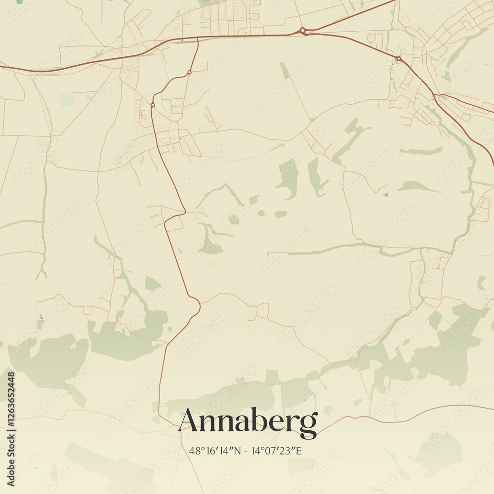 Vintage map of Annaberg, Austria.