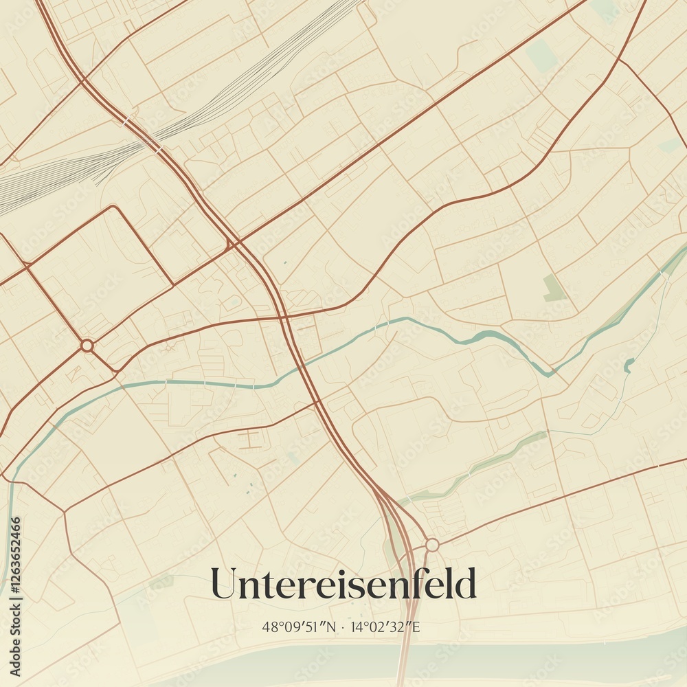 Vintage map of Untereisenfeld, Austria.