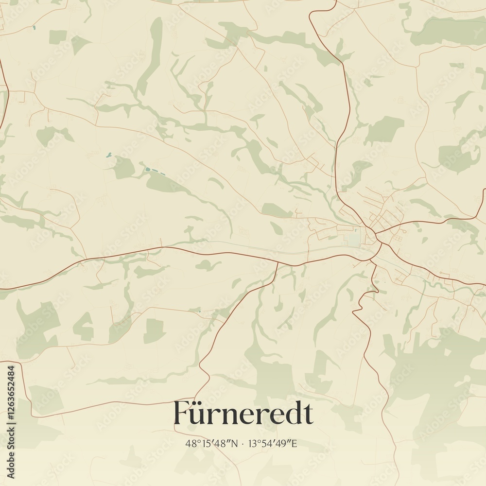 Vintage map of Fürneredt, Austria.