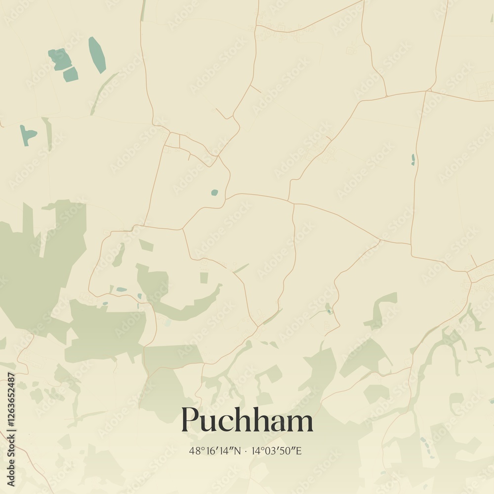 Vintage map of Puchham, Austria.
