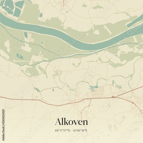 Obraz na płótnie Vintage map of Alkoven, Austria. w salonie