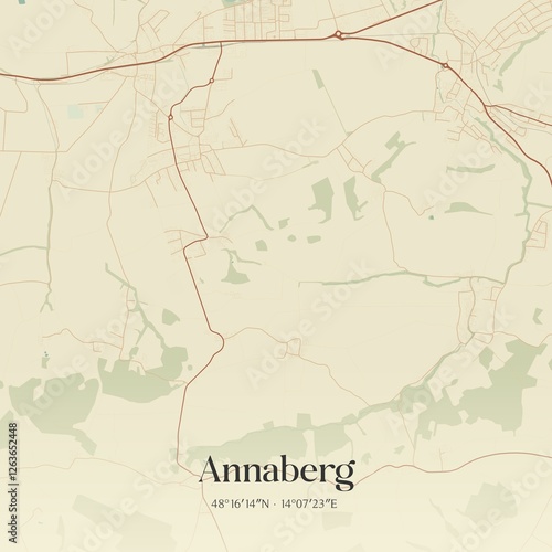 Obraz na płótnie Vintage map of Annaberg, Austria. w salonie