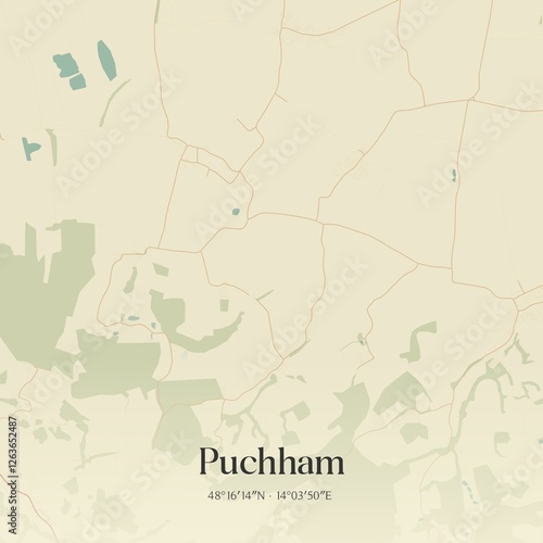 Obraz na płótnie Vintage map of Puchham, Austria. w salonie